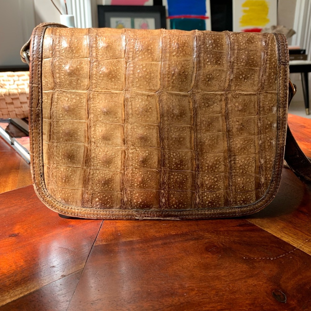 Vintage Authentic 1950’s Crocodile Italian  Shoulder Bag Adjustable Strap